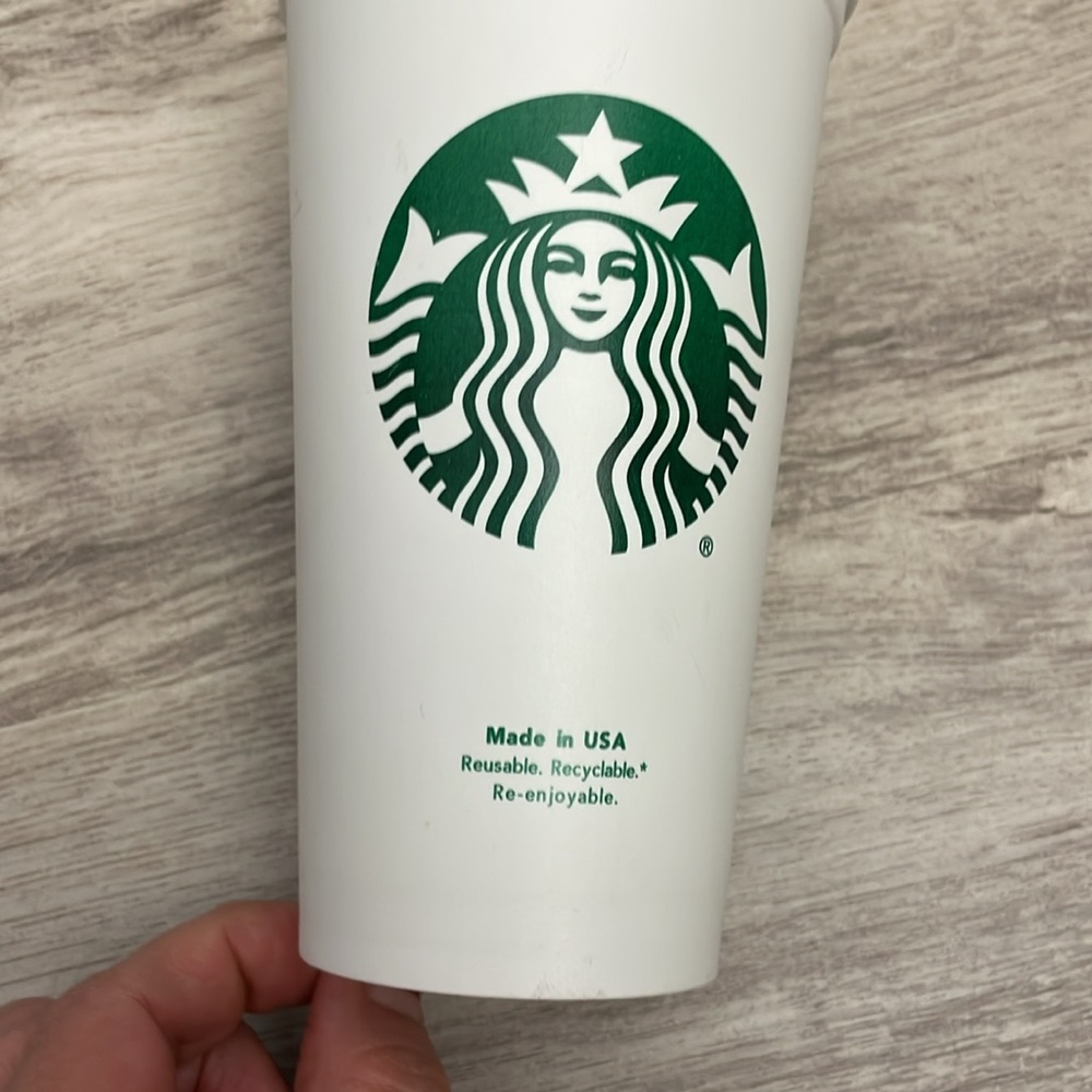 2014 Starbucks White & Green Logo Reusable 16Oz Hot/Cold Plastic Tumbler, no Lid - Picture 3 of 6